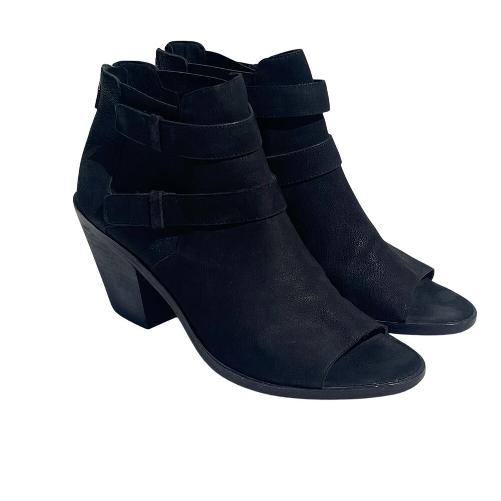 EILEEN FISHER Women’s List Black Leather Peep Toe Bootie size 11